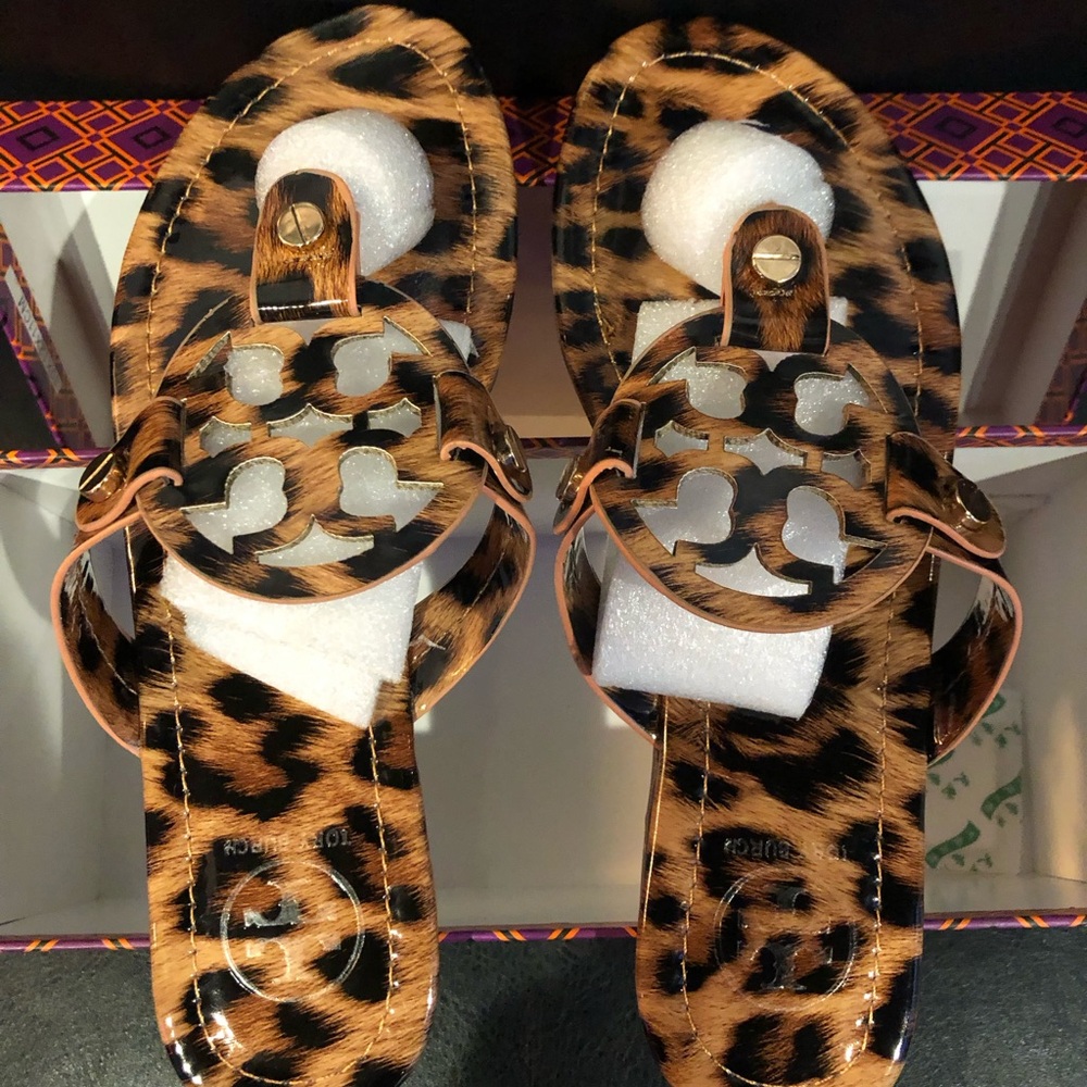 Leopard Print Logo-Detail Women's Sandals - Brown
